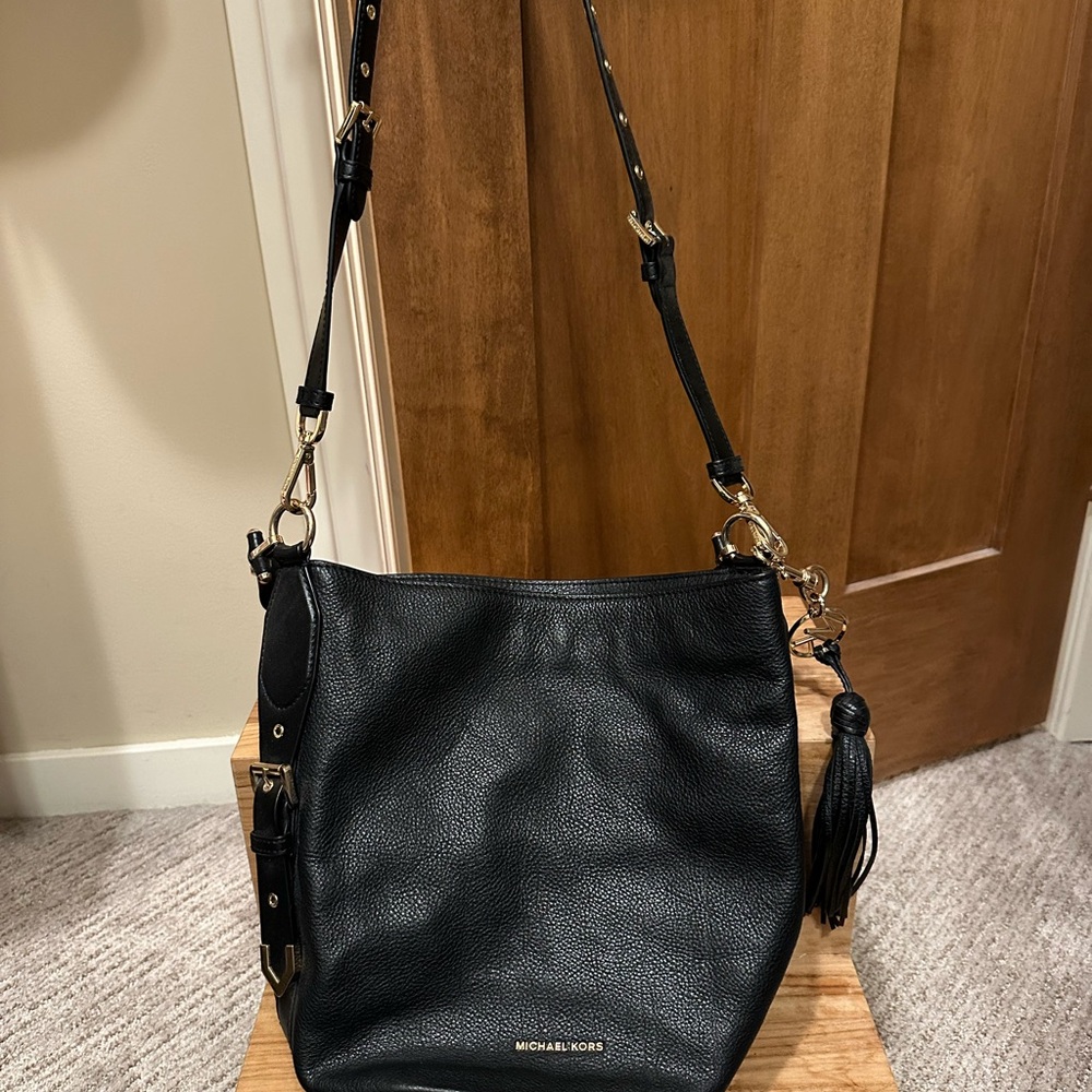Michael Kors Black Leather Bucket Bag